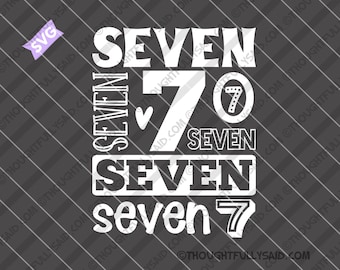 Seven Year old birthday SVG file design files, dxf png eps vector, 7 years, 7th birthday, boy girl, die cut, Silhouette Cricut, shirt design