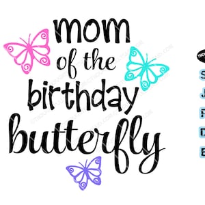 Maman (et papa) du design Birthday Butterfly, SVG png jpg eps dxf, correspond aux dessins papillon d’anniversaire voir ci-dessous, idée de chemise de fête
