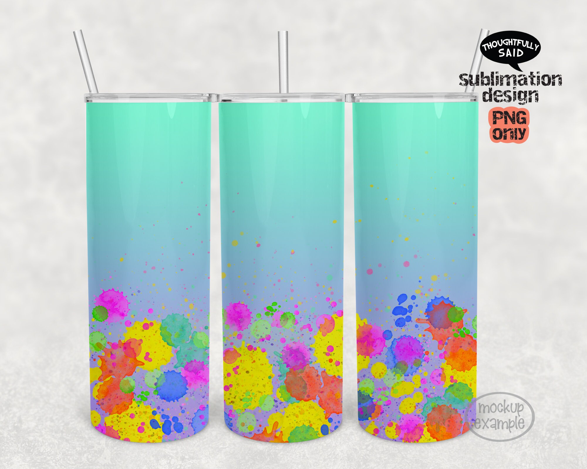 Ombre Paint Drips 20 oz skinny tumbler SUBLIMATION png digital Etsy