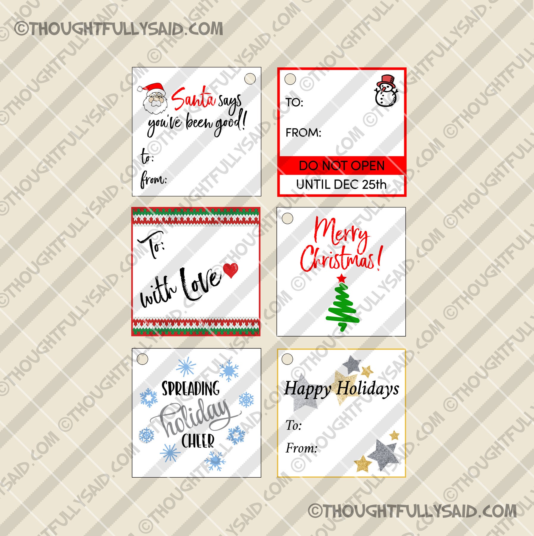Christmas Gift Tags JPG, png, pdf holiday printable Christmas 2.5 x 2.5