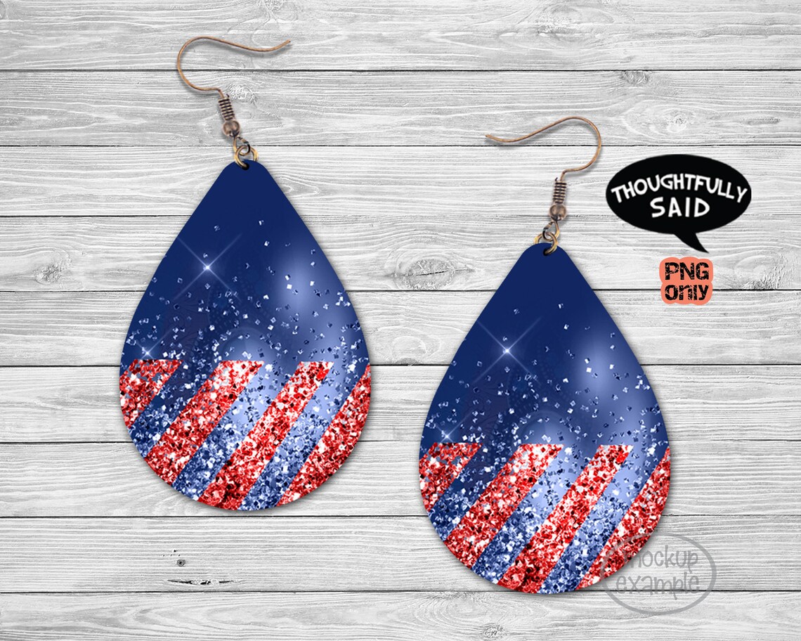 4 Patriotic Drop Earring Sublimation Pngs July 4th US - Etsy
