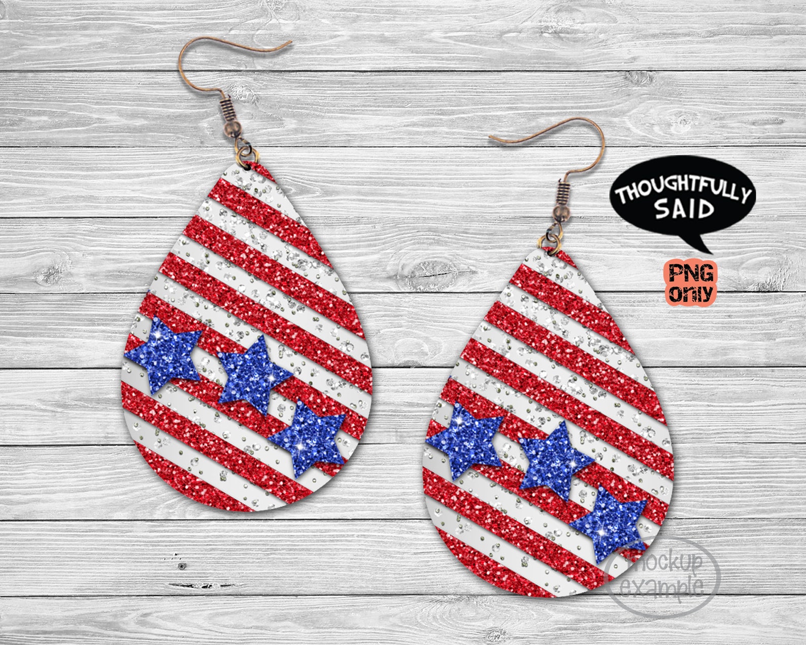 4 Patriotic Drop Earring Sublimation Pngs July 4th US - Etsy