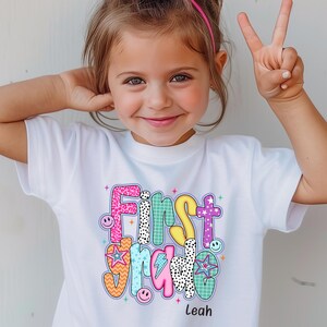 First Grade Girls Shirt, Stylish Back to School Tee, Personalized First Day Outfit, Colorful and Fun Design