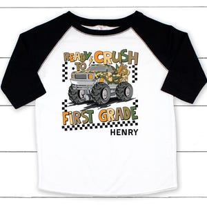 First Grade Shirt for Kids, Boys Monster Truck Tee, Cute 1st Grade Tee, Back to School Outfit, Perfect First Day of School Gift Personalized