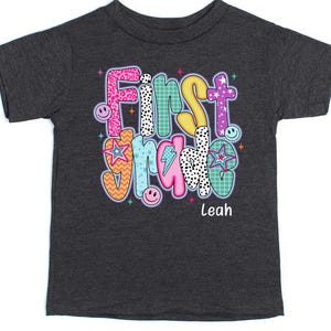 First Grade Girls Shirt, Stylish Back to School Tee, Personalized First Day Outfit, Colorful and Fun Design