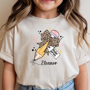 Kindergarten Girls Shirt, Pencil Bow Personalized Back to School Tee, Custom Toddler Outfit, First Day of School Shirt