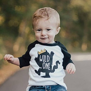 Where The Wild Things Are Shirt, Wild Thing Birthday Shirt, Wild One Where the Wild Things Are Toddler Birthday Shirt Raglan Tee black