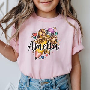 Girls School Shirt, Personalized Pencil Tee, Ideal for Back to School, Kindergarten, 1st, 2nd, 3rd Grade