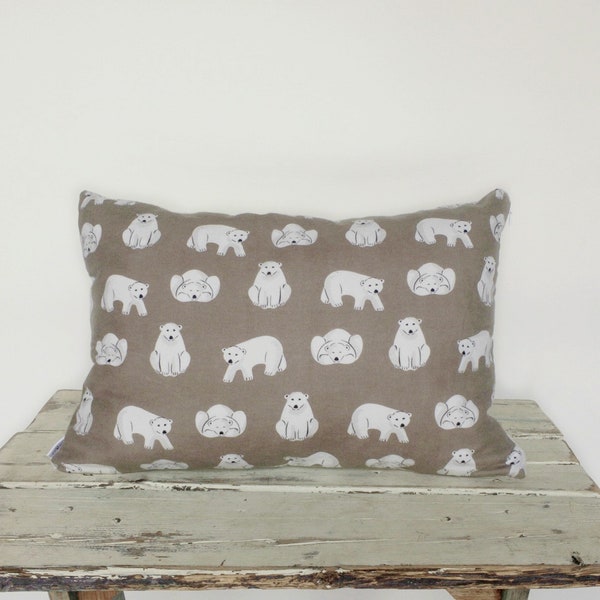 Organic Toddler Pillow Filled with Natural Kapok, High Quality Flannel Bedding, Small Polar Bear Pillow, Kid's First Pillow,Machine Washable