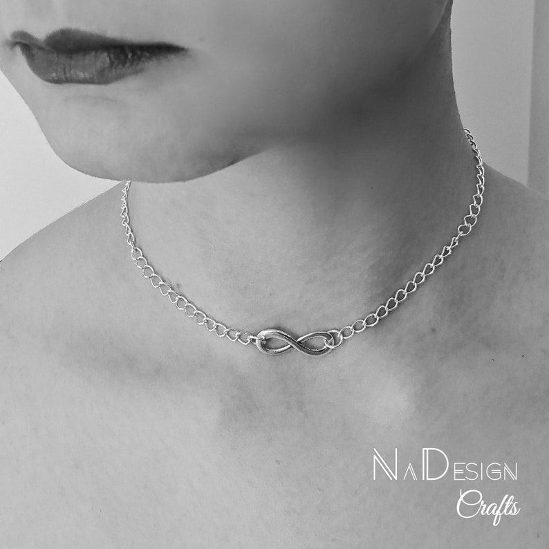 Sterling Silver Infinity Choker Silver Choker Necklace Etsy UK