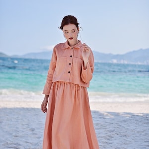 Linen Shirt Long Sleeve Womens Shirt Linen Shirts Button image 1