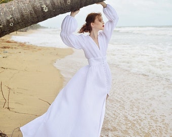 Cotton Dress for Beach - White Summer Dress Maxi