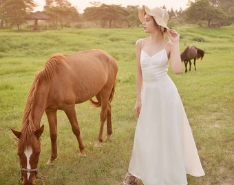 White Dress Silk - Women Silk Dress - Long Silk Dress - White Dress Sleeveless