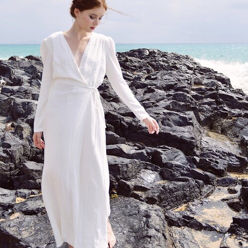 Linen Maxi Dress White Linen Dress Long 