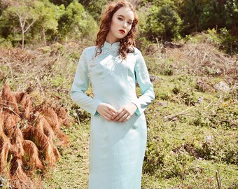 Ao Dai - Ao Dai Tet - Vietnamese Traditional Ao Dai - Ao Dai Cach Tan - Asian Silk Dress - Qibao