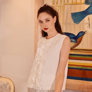 Linen Tank Top - White Linen Top - Summer Linen Shirt for Women - Sleeveless