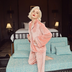 Pink crushed velvet pyjamas sale
