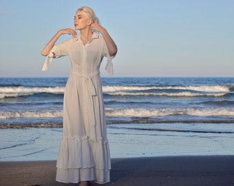 Maxi Linen Dress - Long Cotton Dress - Women Maxi Dress