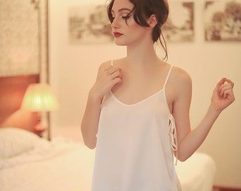 White Silk Slip Dress - Ivory Silk Slip - Silk LoungeWear - Silk Night Gown - Gift for her - Silk Lingerie Slip