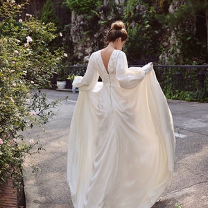 Silk Wedding Dress - Embellished Lace Wedding Dress - Ivory Wedding Dress