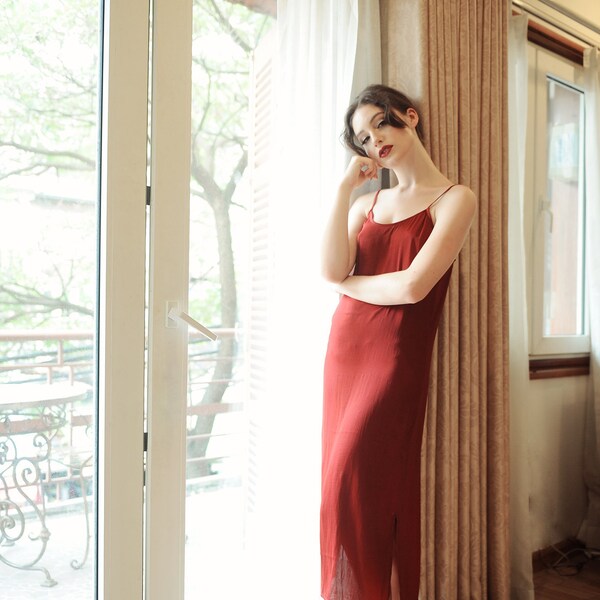 midi slip dress silk