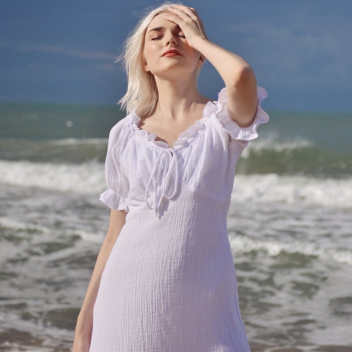 womens gauze dresses Organic Dress Body length Women's Pink Cotton Gauze Dress