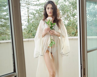 Sheer Robe Maternity PhotoShoot - Floor-Length Gown - Bridal Shower Gift - Lelasilk