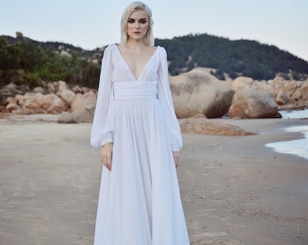 Silk Chiffon Wedding Dress - Soft Silk Wedding Gown - Made to Measurements