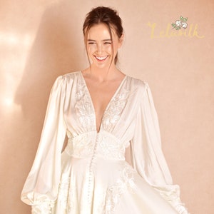 Bridal Silk Gown - Boho Wedding Dress - Silk Wedding Dress