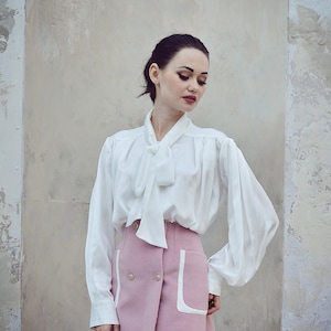 White Silk Blouse - Silk Top Women - White Silk Shirt