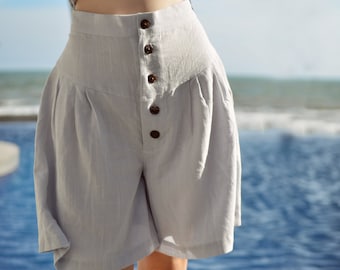 Linen Shorts Women - Cotton Shorts Women - Summer Skorts
