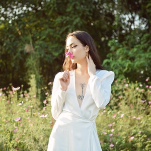 100% Silk Dress - Wrap Robe Silk Dress - Real Silk Dress - Wedding Simple Dress - Bridal Simple Dress - Lelasilk
