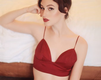 Adjustable Silk Bras - Tie on the back - Silk Sexy Lingeries - Bridal Undergarment