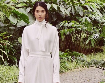 Silk Shirt Formal Dress - Event Silk Dress - Formal Evening Silk Gown