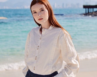 Linen Shirt Womens - Button Up - Long Sleeve
