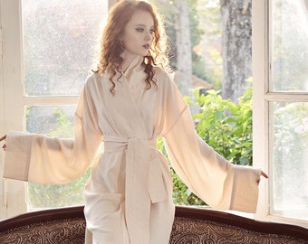 Silk Robe Short Kimono Sleeve - Silk Robe for Her - Birthday Gift for Women