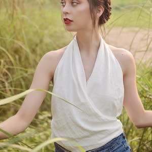 Linen Tops Women - Linen Clothing - Linen Wrap Blouse