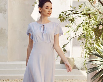 Linen Dress Sleeve - Comfy Cotton Dress - Midi Linen Dress