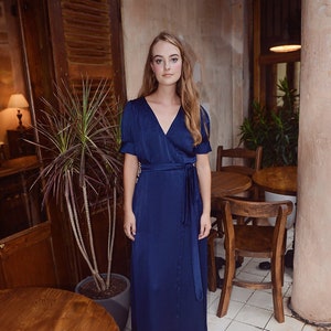 Bridesmaid Silk Dress - Robe Silk Dress - Wrap Silk Dress - Fully Lined Dress - Women Summer Dress