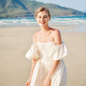 Corset Dress Linen - in White for Prom or Wedding - Handmade Clothing
