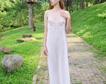 Silk Nightgown - Maxi Beach Dress - Bridal Silk Lingerie - Lace nightgown - Lelasilk Lace Dress - Gift For Her