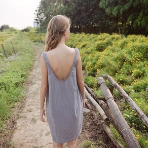 Summer Linen Dress Linen Dress Backless Cotton Slip Dress Natural Cotton image 1