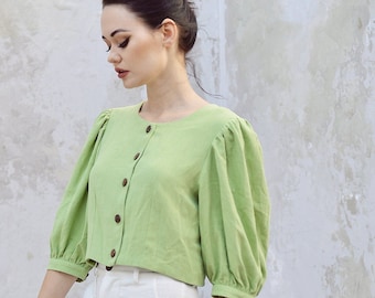 Linen Top Women - Cotton Top - Linen Crop Top