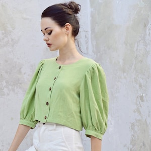 Linen Top Women - Cotton Top - Linen Crop Top