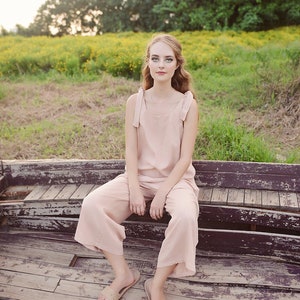 Women Linen Overalls - Linen Cotton One Piece - Women CottonJumpsuits - Sleeveless Jumpsuit - Organic Clothing