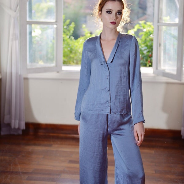 Silk Pajamas Set - Silk Pajamas Women - Long Sleeve - Loungewear Women Set