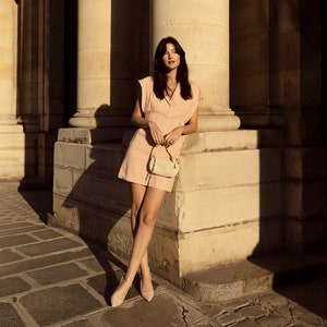 Pink Dress Linen Mini Dress Parisian Style image 10