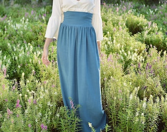 Linen Skirt Women - Bohemian Long Skirt - Skirt with Elastic Waist - Bohemian Maxi Skirt - Hippy Long Skirt