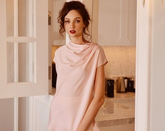 Silk Shirt Women - Silk Blouse Cowl Neck - Blouses for Women