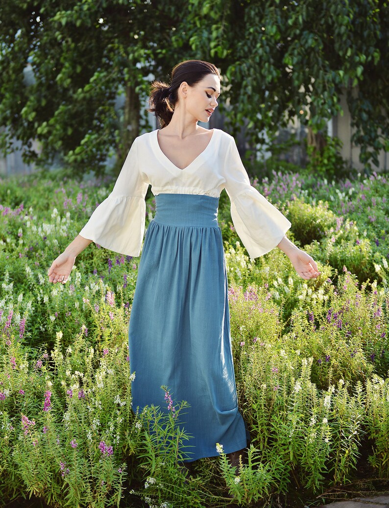 Linen Skirt Women - Bohemian Long Skirt - Skirt with Elastic Waist - Bohemian Maxi Skirt - Hippy Long Skirt image 6